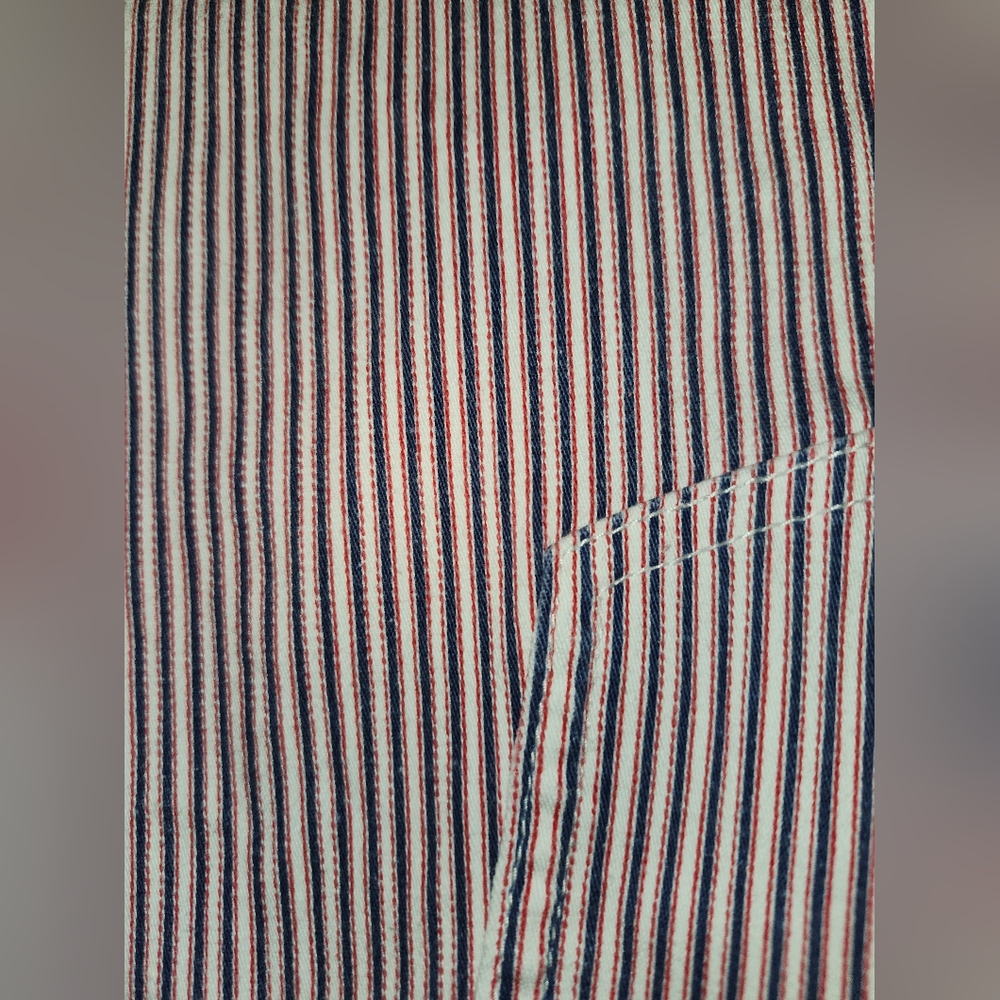 Cato Est. 1946 Denim Striped Red, White, & Blue Capri Pants.